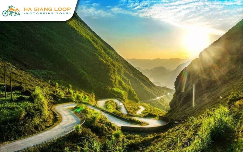 The curving roads of Tham Ma Pass provide breathtaking scenery of Ha Giang