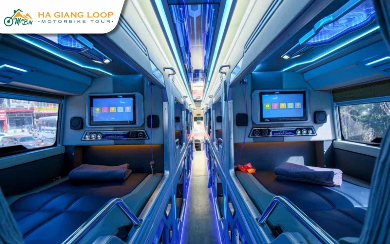 VIP sleeper bus from Hanoi to Ha Giang interior